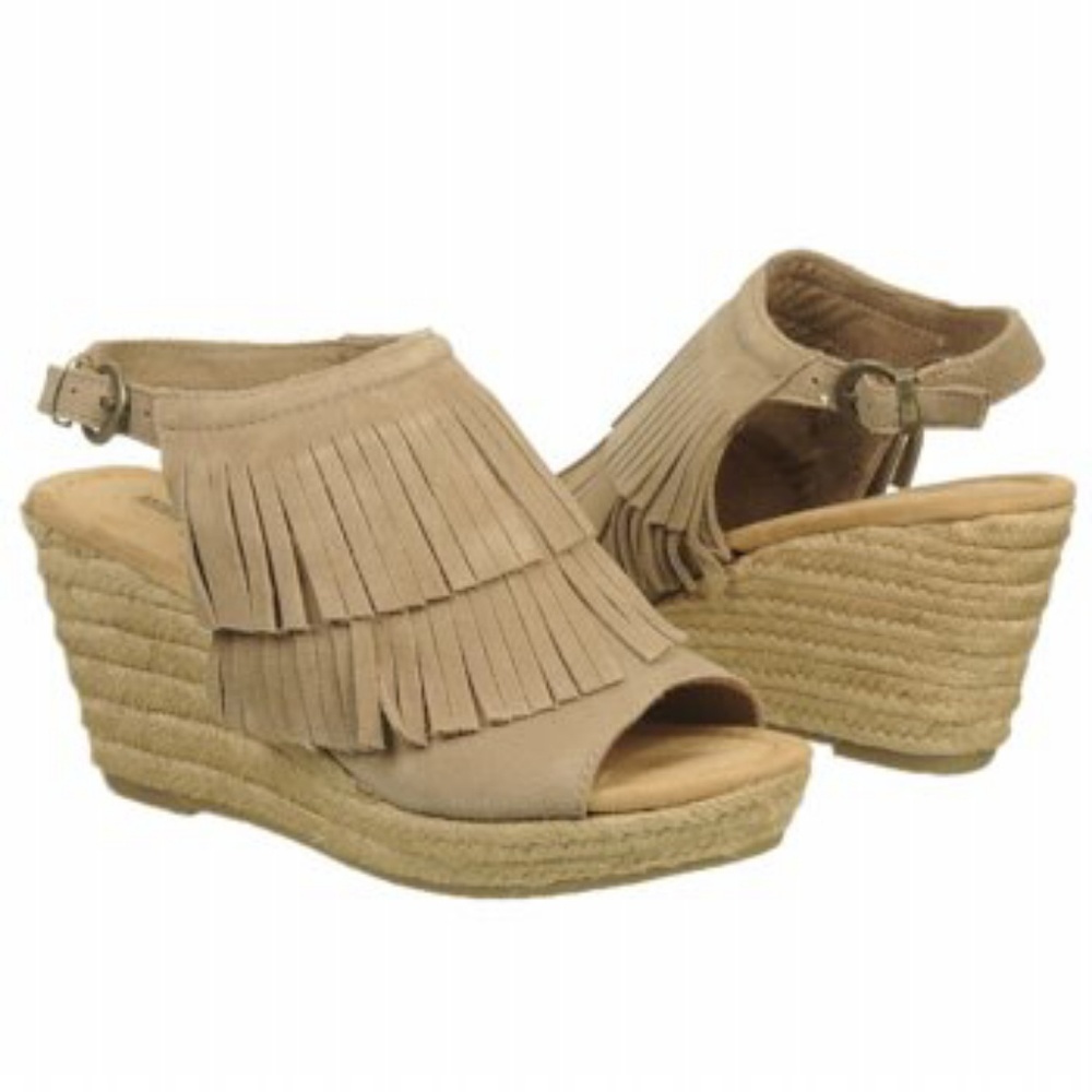 Minnetonka Ashley Taupe Suede Wedge Sandals